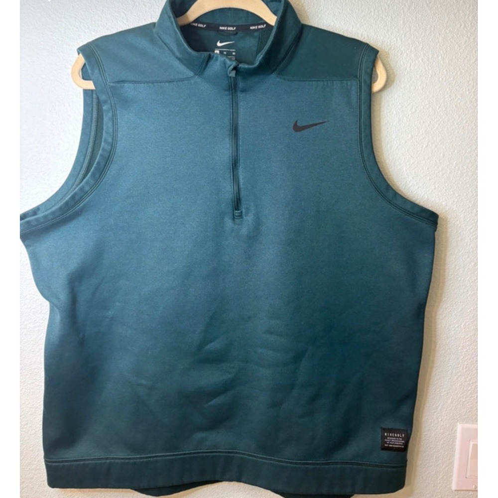 Nike Golf Mens XL Therma-FIT Victory 1/4 Zip Fleece Vest Forest Green AQ0816-372